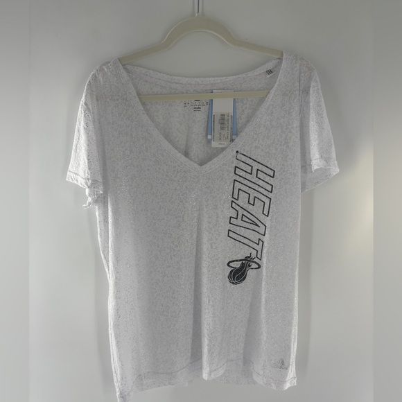 adidas White Miami Heat V-Neck Tee - Picture 1 of 8